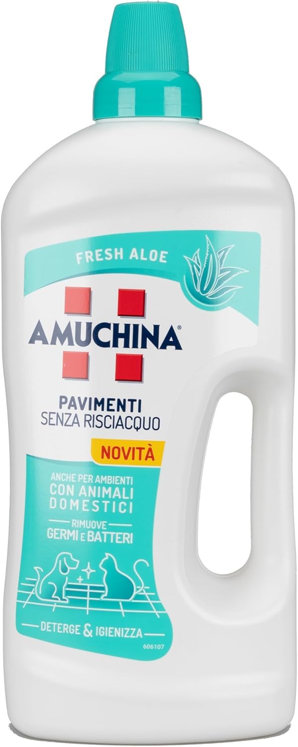Detergente Igienizzante Pavimenti Senza Risciacquo – Fragranza Aloe – Per Ambienti con Animali Domestici – 12 Flaconi da 1,25L – Totale 15 Litri