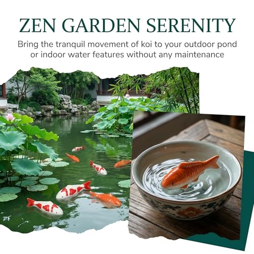 Image of Abaodam 2PCS Floating Fish Ceramic Koi Fish for Pond Fountain Garden Decor | Fake Fish china Glaze Craftsmanship Artificial Small Ceramic Figurines for Bird Bath Outdoor Water Decor