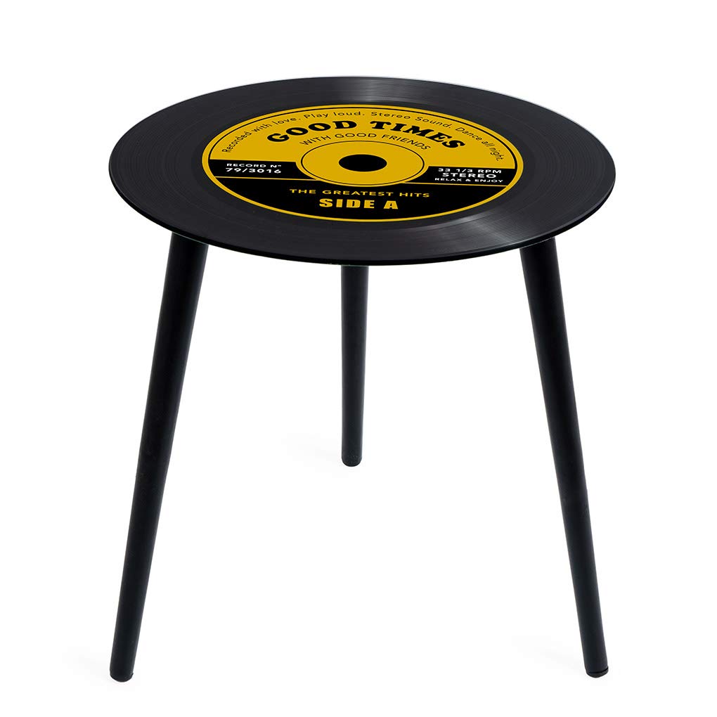 Amazon｜Balvi サイドテーブル レコード イエロー 40cm 丸 小さめ