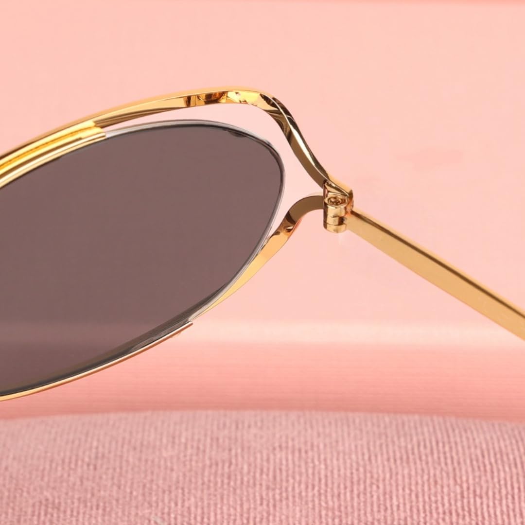 Lunettes de soleil pour femmes en alliage ovale monture métallique nuances de mode UV400