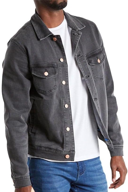 Mugsy Men’s Denim Jacket, Classic Fit, Stretch Denim Jacket for Men, Comfortable, Flexible Outerwear, True to Size