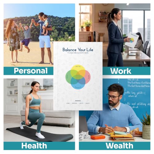 Image of Balance Your Life - Daily Undated Planner and Journal | Wellness Habit Tracker | Boost Work Productivity | Gratitude & Mental Wellbeing | Budget Management | 4-Month Program | 5-Star Product (Polar White)