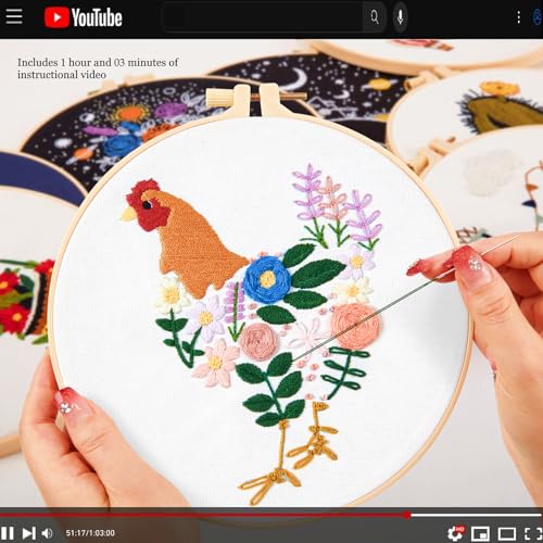 Image of Crafmanoe Hand Embroidery Kits for Beginners Adults, Floral Stamped Cross Stitch Kits for Beginners Adults, Funny Embroidery Set Needlepoint Starter Kits, Embroidery Hoops, Fabric and Video Tutorial