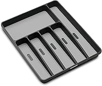 madesmart Classic Large Granite Silverware Tray - 6-Compartment Kitchen Drawer Organizer, Soft-Grip Lining, Non-Slip Feet, BPA-Free