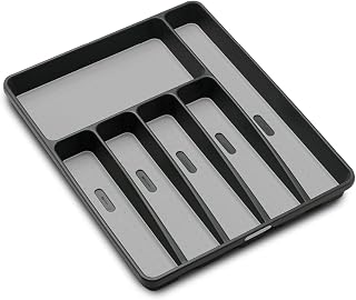 madesmart Classic Large Silverware Tray Granite - 6-Compartment BPA-Free Kitchen Drawer Organizer with Non-Slip Feet