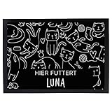 Napfunterlage Katzen personalisiert mit Namen Geschenk für Katzenbesitzer Katzenmama Katzenpapa...