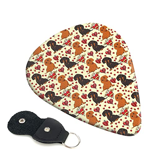 ギターピック 6枚セット 0.46mm 0.71mm 0.96mm エレキギター ベース用ピック ウクレレ ギター ABS素材 エレクトリック アコースティック 弦楽器 初心者 トライアングル ピック( ダックスフント10 )