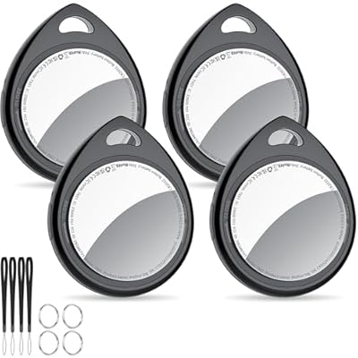 QCOQ® Air Tags 4 Pack Negro Buscador de Objetos Bluetooth Compatible con Buscar Apple Sólo iOS Smart Localizador Bluetooth 100dB para Llaves Cartera Equipaje Mochila Batería Reemplazable