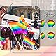 Flongo LGBT Ohrstecker Ohrringe Gestüt Ohrhänger Gummi Kautschuk Silber Spitze Stecker Plug Taper Regenbogen Streifen Gay Pride Schwul Homosexual Homosexuell