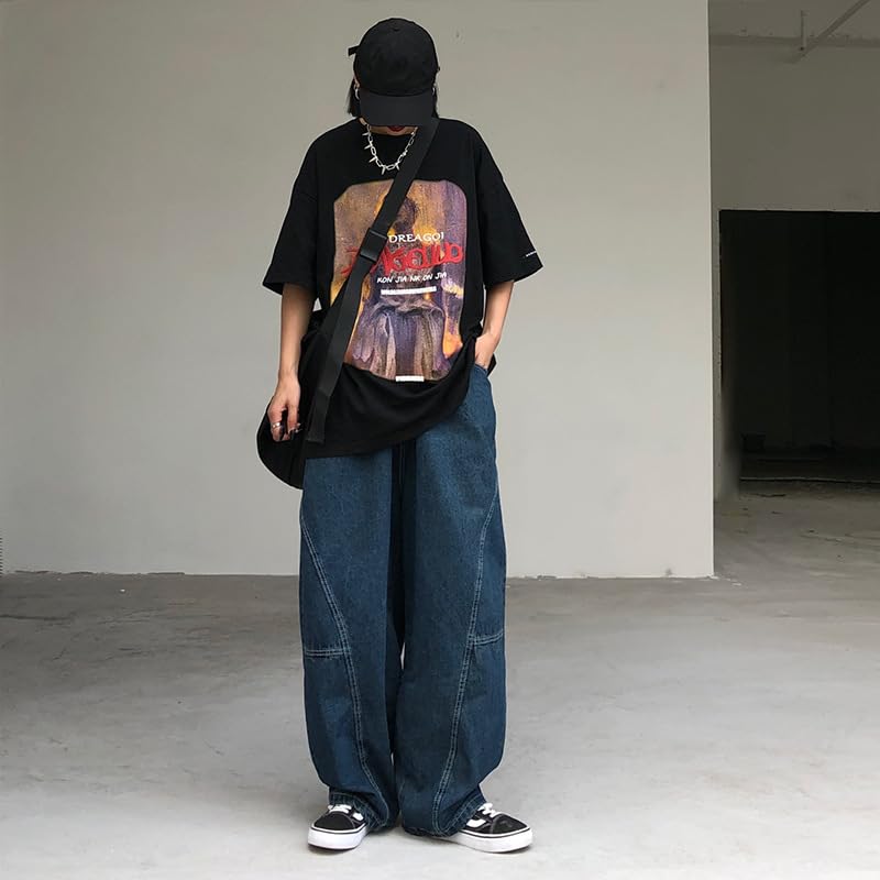 Y2K Baggy Jeans Women's Grunge Wide Leg Denim Pants Emo Goth Cargo Track Pant Acubi Clothing Fairycore Streetwear2