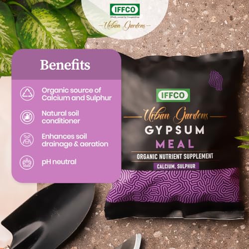 Image of IFFCO Urban Gardens - Gypsum Meal - 9Kg - Organic Calcium Sulphate Fertilizer & Soil Conditioner for Lawns, Plants and Home Garden - Plant Nutrient Supplement in Slow-Release Powder