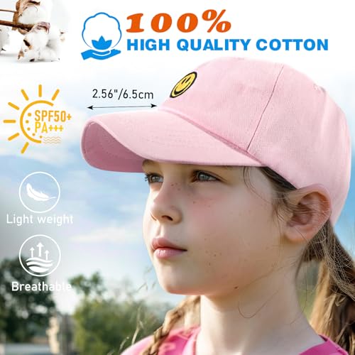 Kids Baseball Hat Toddler Girls Boys Embroidered Baseball Caps Adjustable Kid Sun hat Toddler Girl Smile Face Hats Age 3-123
