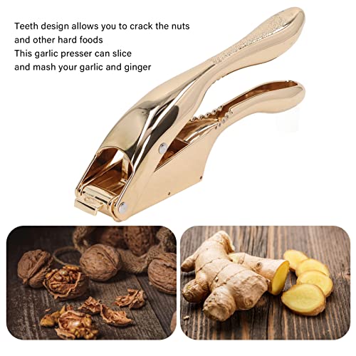 Gold Garlic Press 3 in 1 Heavy Duty Garlic Mincer Easy Squeeze Aluminium Alloy Multipurpose Garlic Crusher for Kitchen - Image 3