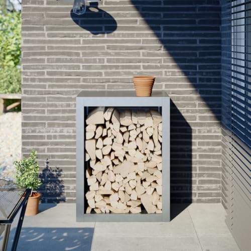NQJIBUE Artículo - Estante para leña (60 x 40 x 80 cm, acero galvanizado, accesorios para chimenea y estufas de leña)