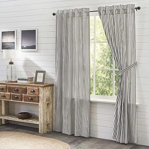Vhcbrandsashmontgreytickingstripecountryfarmhousepanelcurtainset84x40 Urban Country Home Decor Vhc brands ashmont grey ticking stripe country farmhouse panel curtain set 84×40 urban country home decor