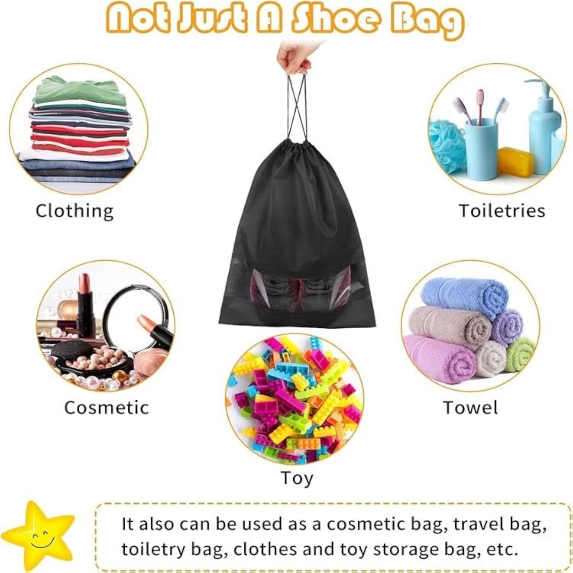 Shoe Bags for Travel & Storage with Drawstring Closure