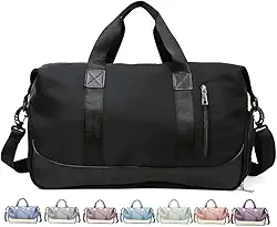 Bolsa Mala de Viagem Super Grande Transversal - 40L, 5 Compartimentos com Zíper, Poliéster Resistente, Alças Removíveis, Bolso Impermeável, Ideal para Academia e Viagens Curtas (Preto)