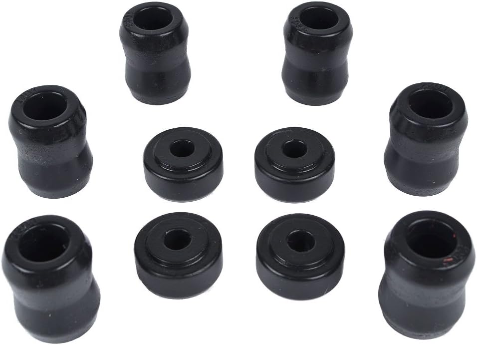 Front and Rear Shock Polyurethane Bushing Replacement Kit In Black fits Cherokee XJ Grand ZJ Wrangler TJ YJ