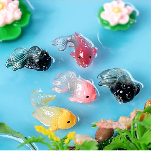 MAOMIA 40 Pcs Miniature Koi Fish Figurines Resin Koifish Tank Decoration Fairy Garden Mini Goldfish...