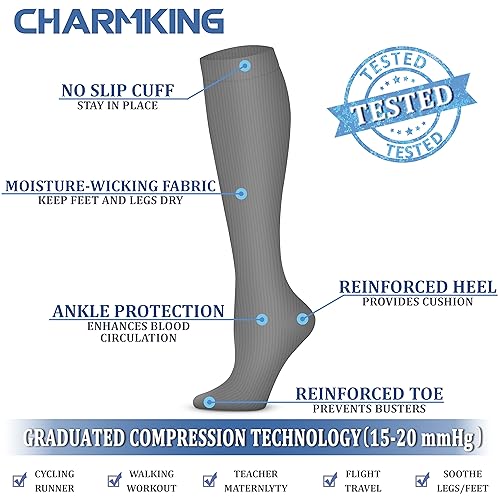 Image of Copper Compression Socks (3 Pairs), 15-20 mmhg is BEST Athletic & Medical for Men & Women, Running, Flight, Travel, Nurses - Boost Performance, Blood Circulation & Recovery