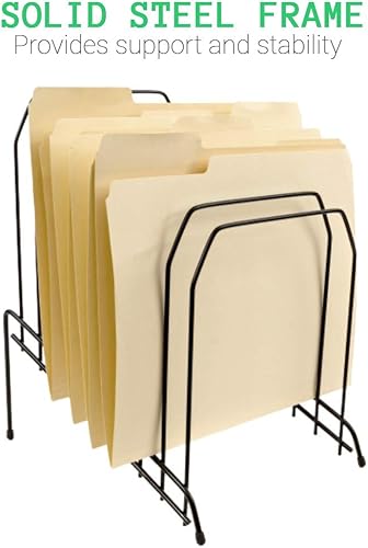 Miniatura 4 de Organizador de archivos 1InTheOffice para escritorio con inclinación de metal, con 8 compartimentos, negro, Negro