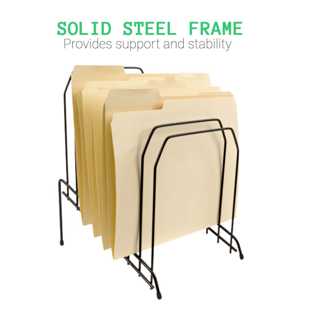 1InTheOffice Metal Incline Desktop File Sorter, 8 Compartments, Black (Black)