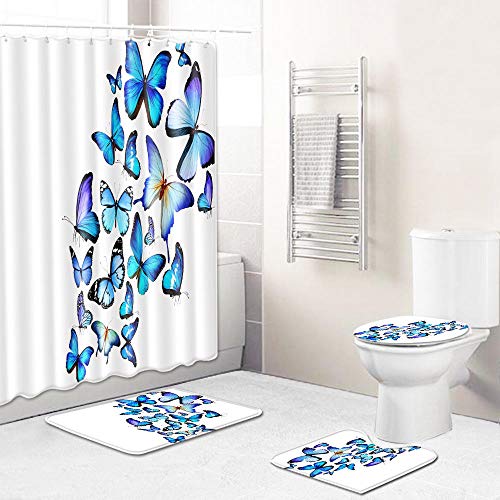 Claean-Acces-Home Wc Deckelbezug Ins Style Schmetterlingsmuster Flanell Badematte/Toilettenkissen Set Wohnkultur Anti…