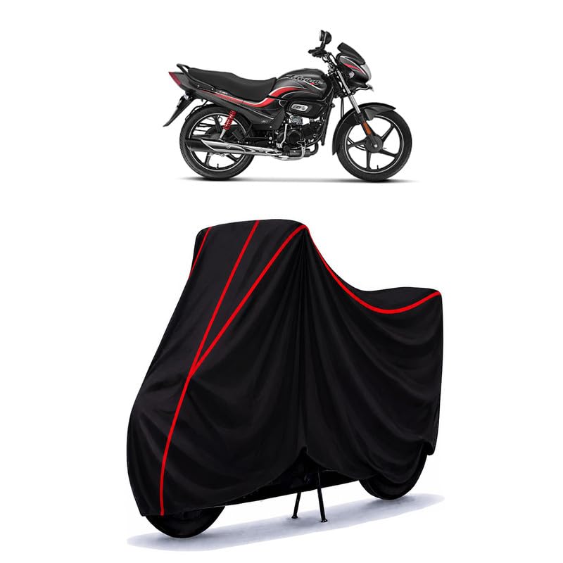 Image of Hero Passion Plus Water Resistant Bike Cover for All Motorcycles & Rain | Heavy Duty Taffeta Fabric | UV Protection, Dustproof, Scratchproof | All Weather Two Wheeler Body Cover with Elastic Bottom