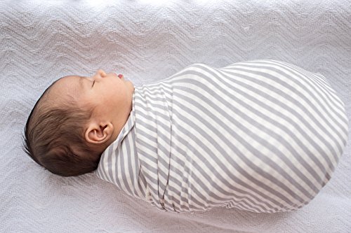 Large Premium Knit Baby Swaddle Receiving Blanket Grey And White "Everest" By Copper Pearl #TOP2