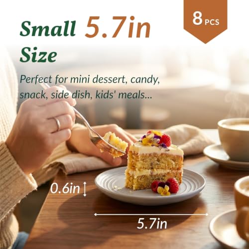 Image of Homienly Wheat Straw Mini Plates | For Dessert, Appetizer, Breakfast & Snacks | Long-lasting Plastic Plates & Salad Plates Collection -8-Pack Small Plate Set -Island Series