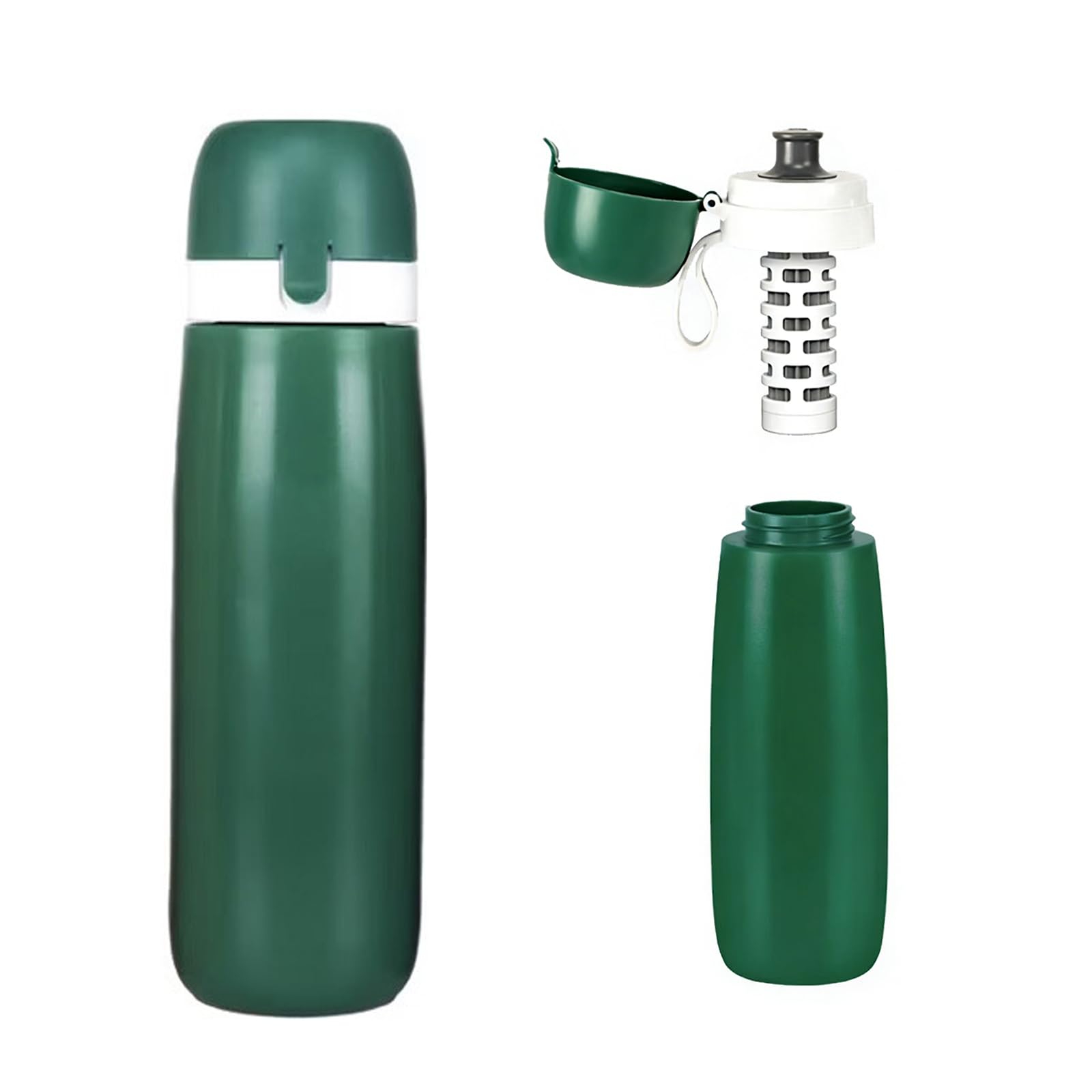 Water Filter Bottle, 500ml Odour Removal Anti Leakage Sport Water Bottle with Activated Carbon Cartridge, BPA-Free Portable Travel Cup for Camping,Hiking