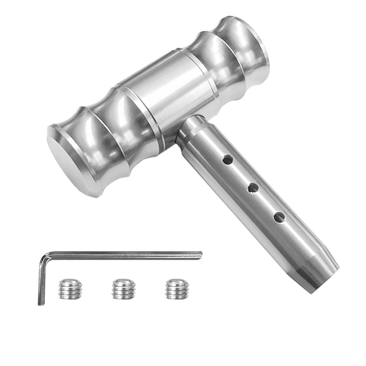 BDZMC Car Gear Shift Head, Car Modification Aircraft Joystick Shift Knob, Aluminum Alloy Gear Shifter, T-Handle Car Shifter Lever, Universal Car Accessories Fit for Most Manual Cars (Silver)