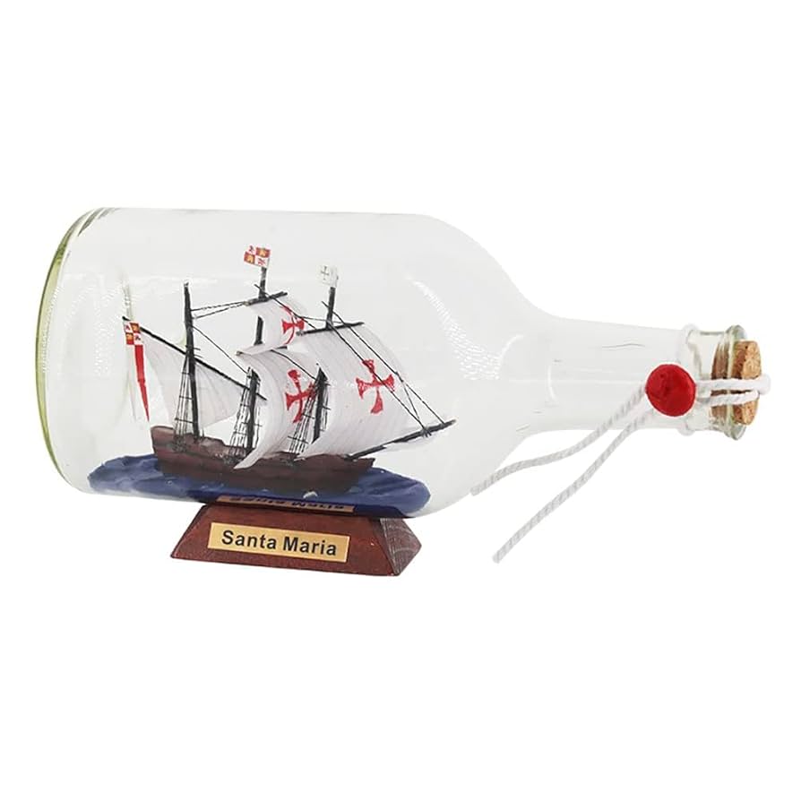 美品　ガラス瓶アート(帆船) ボトルシップ 帆船 ボトルアート 置物 昭和レトロ アンティーク