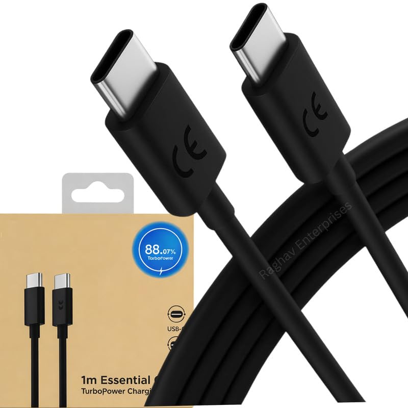 Image of Motorola 68W Type C2C Charging Charger Data Cable for Motorola Edge 60 Stylu usb |Edge|Ultra| Fusion|Pro|Neo|razr|Stylus|G06|G05|G85|G45|G64|G84|G62|G54|G84|G67|E40|G35|G96|G82|G86 C- BLACK