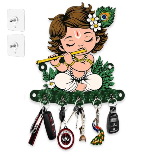 Image of Webelkart Premium Cute Krishna Key Holder for Home /Office Decor /Key Hanger for Wall Decor,Decorative Item for Home (Green)