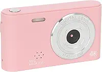 Câmera Digital 4K 50MP com Zoom 8× | Filmadora HD para Vídeo, Vlog e Fotografia | Autofoco, Tela LCD Flip, Sensor CMOS Compacta (rosa)