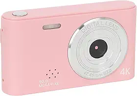 Câmera Digital 4K 50MP com Zoom 8× | Filmadora HD para Vídeo, Vlog e Fotografia | Autofoco, Tela LCD Flip, Sensor CMOS Compacta (rosa)