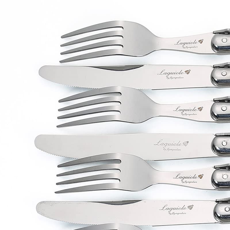Besteck-Set 24-teiliges Tafelset Laguiole buntes Besteck Kunststoffgriff Tafelmesser Gabel Löffel Edelstahl-Essgeschirr (Farbe: 24 Rainbow Cutlery) (24 Rainbow Cutlery)