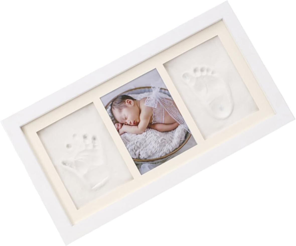 Totority Hand and Footprint Photo Frame Creative Keepsake Holder for Newborn Memories Chic White Decor for Home Office Includes White for Easy Imprints