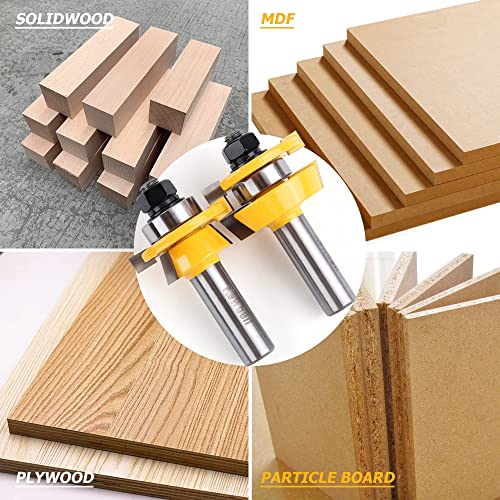 Image of Shaker Rail and Stile Router Bits, Newdeli 1 /2 Inch Shank Tongue and Groove Router Bit, Professional Carbide Milling Cutters for Woodworking for Cabinet Door