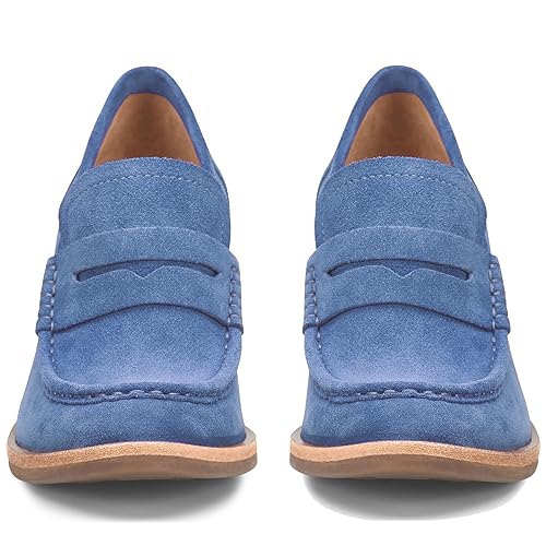 Image of MOOMMO Women Chunky Platform Loafers Pumps Round Closed Toe Slip On Penny Loafers Suede Block High Heels Oxford Shoes Formal Classic Thick Heel Dress Loafer Office Ladies Vintage Comfort 4-11 M US