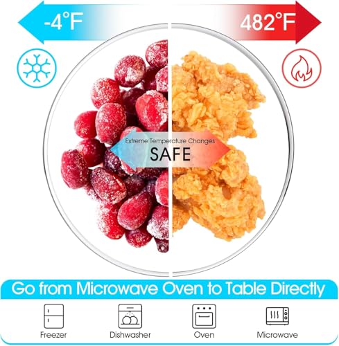 Image of PrimeWorld 7.5 Inch Small Glass Pasta Deep Plate (2 Pack) | Transparent Glass Plates for Soup, Salad, Pasta & Dessert | Microwave, Oven & Dishwasher Safe | Elegant Dining Tableware