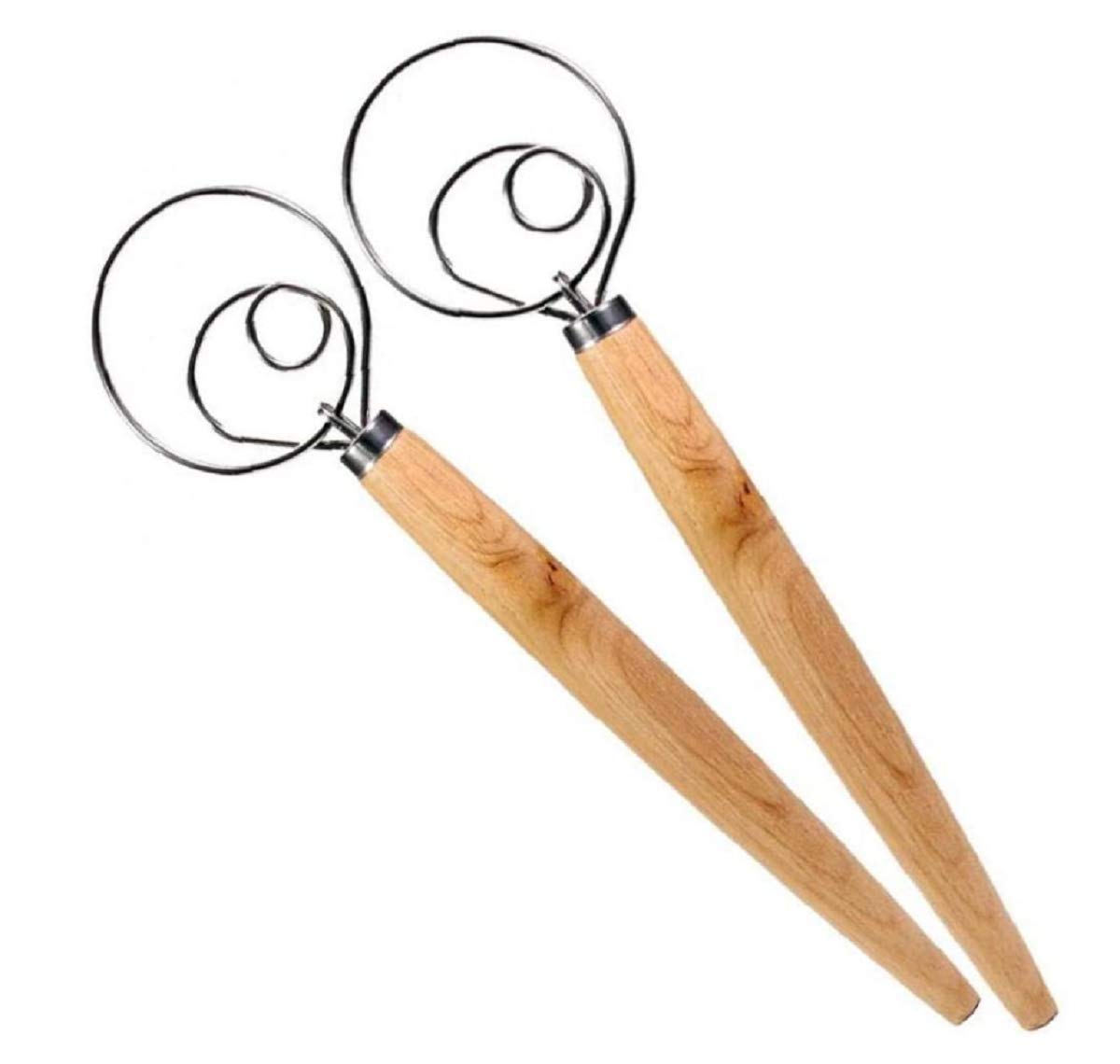 2 Pack 13.5 Inch Stainless Steel Danish Dough Whisk Dough Whisks Bread Whisk Cake Bread Pastry Dough Mixer Stick