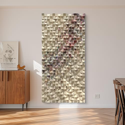 BrightA Dimensional Wood Mosaic Art, Color-Flow Blockwork, Dimensional Form