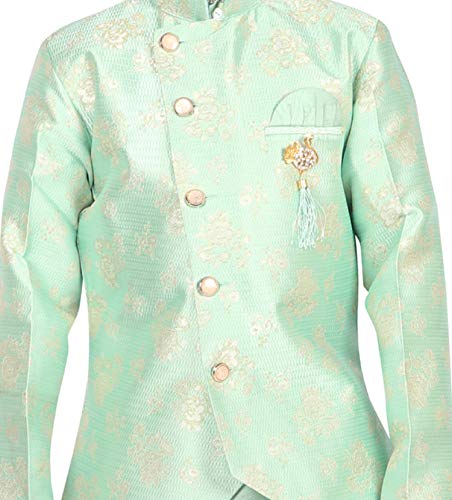 Image of AHHAAAA Kids Ethnic Silk Blend Sherwani Kurta and Pyjama Set For Boys