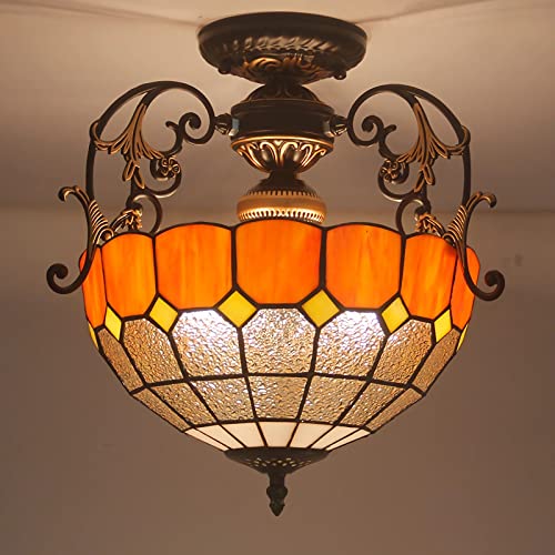 Pendentif en vitrail Orange d'artisanat d'art pour la chambre
