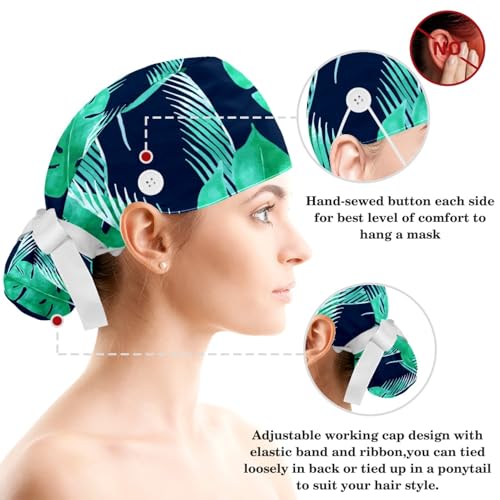 Image of Red Blooming Rose Flowers Black Working Cap with Scrunchy and Ribbon Tie for Women, Long Hair