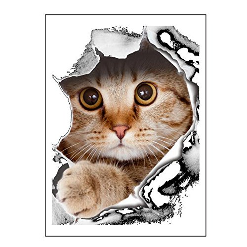 Vi.yo 3D Gatos Perros Etiqueta de La Pared Pegatinas de Inodoro Cuarto de Baño Decoración Del Hogar Animal Tatuajes de Arte Aseo Pegatinas de Pared Pegamento Mural