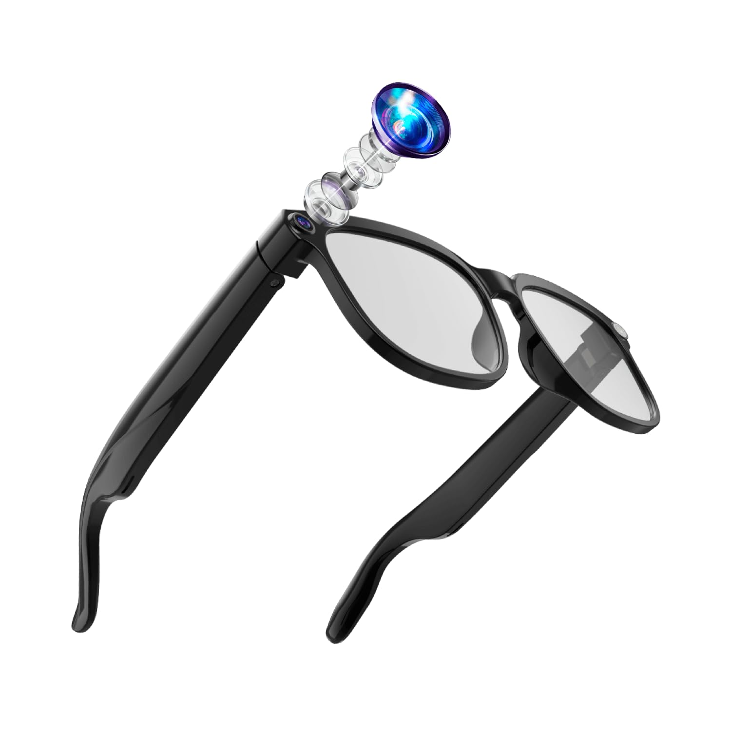 Lunettes intelligentes AI 32 Go avec caméra HD 4K, Lunettes avec caméra Anti-tremblement 8 MP, Prise en Charge de l'enregistrement vidéo, Traduction en Temps réel, Verres photochromiques - 1
