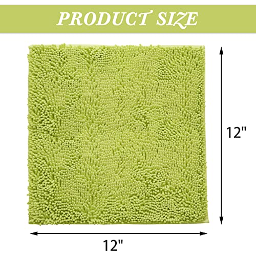 Non-Slip Bath Rug,Extra Soft Microfiber Bedroom Shag Carpet With Anti-Slip Backing,Water/Dust Absorbent Fast Dry Shower Mat,Sound Insulated Stairs Pad,Machine Washable (Green,12 X 12 Inches) #TOP2